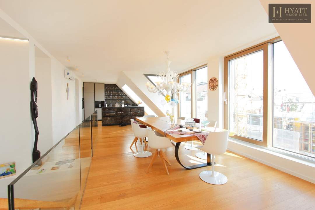 9 Zimmer Penthouse-Duplex | 360°-Panoramablick über Wien | zwei Garagenplätze | Sauna
