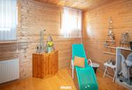 Naturnah wohnen mit vielfältigen Nutzungsmöglichkeiten – charmantes Holzblockhaus mit Wintergarten und Sauna in Stratzing