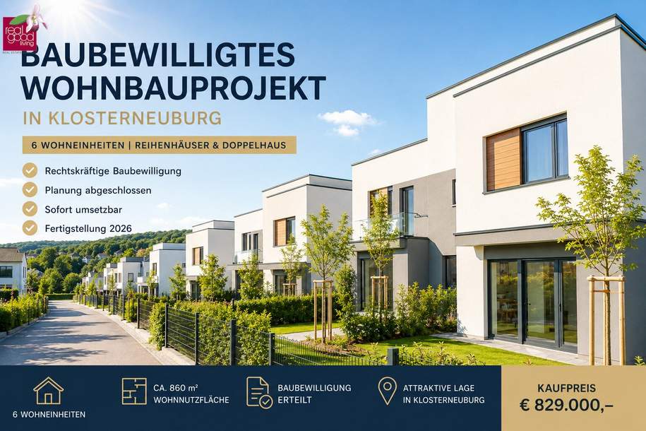 BAUBEWILLIGTES WOHNBAUPROJEKT IN KLOSTERNEUBURG, Grund und Boden-kauf, 829.000,€, 3400 Tulln