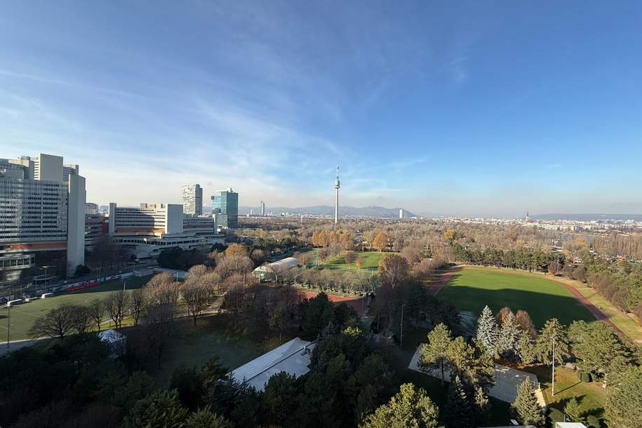 Modernes, vollmöbliertes Single-Apartment mit traumhaftem Blick – Nähe UNO City & U1, Wohnung-miete, 690,00,€, 1220 Wien 22., Donaustadt