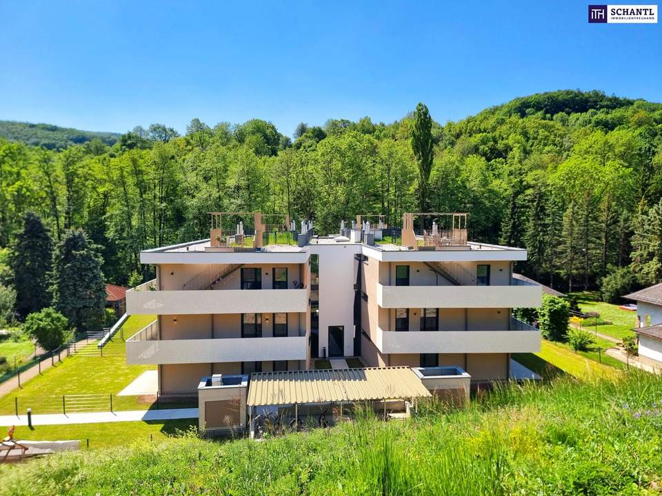 Geniale Neubauwohnung mit WOW-Effekt! Riesiger Balkon und Terrasse + Privater Dachgarten + Grün wohin das Auge reicht + Luftwärmepumpe!