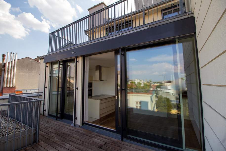 Luxuriöse Dachterrassenwohnung in prachtvollem Althaus, Nähe Beatrixg./Reisnerstr., Wohnung-miete, 3.578,93,€, 1030 Wien 3., Landstraße