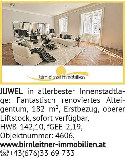 JUWEL in allerbester Innenstadtlage: Fantastisch renoviertes Alteigentum, 182 m², Erstbezug, ob