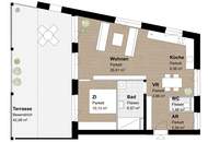Sehr helle 2-Zimmer-Wohnung mit überdachter Terrasse
