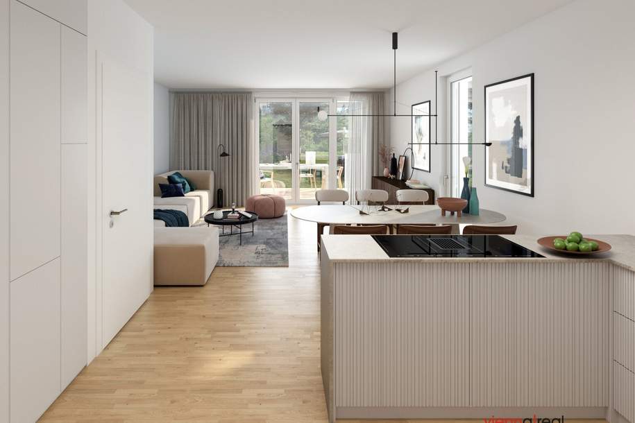STADT KÜSST LAND - Neu errichtete Reihenhäuser - 4-5 Zimmer, Eigengarten, Terrasse, Photovoltaik, Wärmepumpe und KFZ-Stellplatz am ländlichen Stadtrand, Haus-kauf, 626.900,€, 1210 Wien 21., Floridsdorf