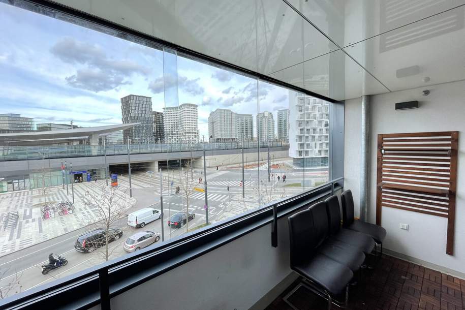 Teilmöblierte 2 Zimmer mit verglaster Loggia im Skytower zur Miete ab 15.04.2026, Wohnung-miete, 1.450,00,€, 1100 Wien 10., Favoriten