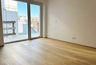 AUGARTEN-NÄHE, DACHGESCHOSS, klimatisierte 43 m2 Neubau mit 6 m2 Balkon, Wohnküche, 1 Zimmer, Duschbad, Parketten, Erstbezug