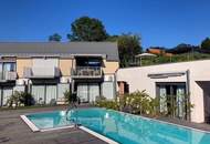 Südsteirische Weinstraße - Hochgraßnitzberg: Zweitwohnsitz! 3-Zimmer-Apartment mit Dachterrasse und viel Privatsphäre, Wellnessbereich, Fitnessraum & Infinity-Pool!