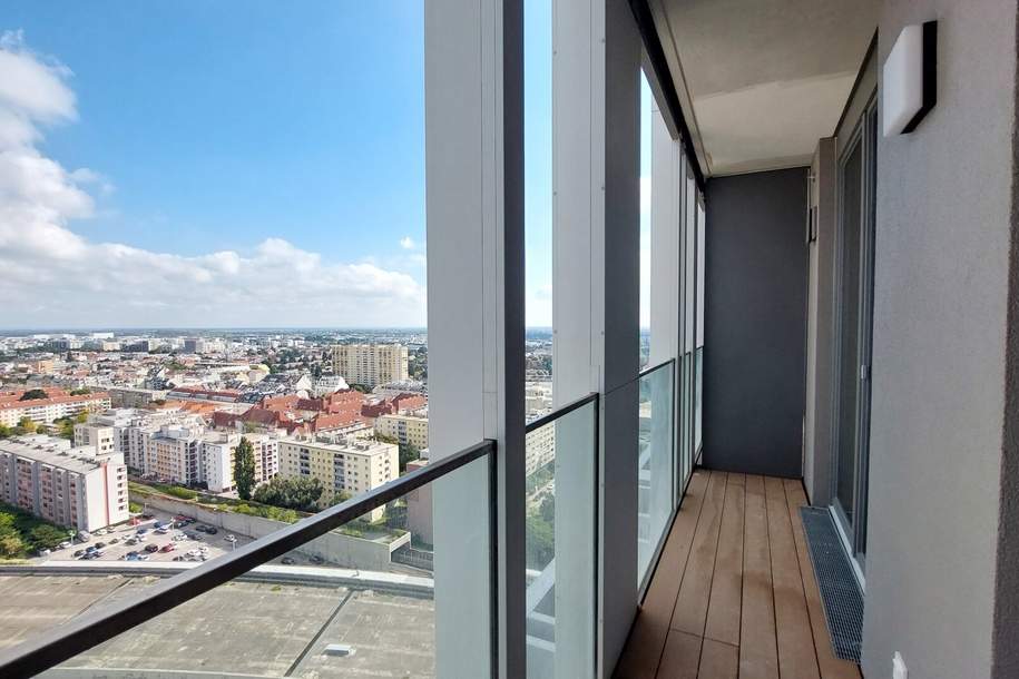 Stylische 1,5-Zi.-Wohnung mit Loggia & Rooftop Pool | TOWER HOMES im V22, Wohnung-miete, 795,00,€, 1220 Wien 22., Donaustadt