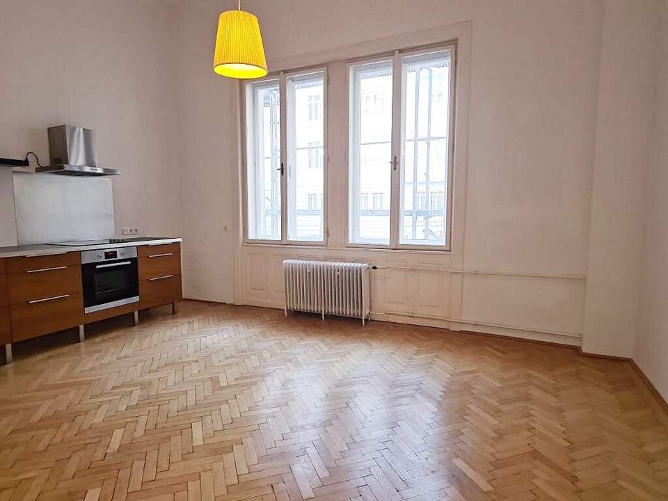 MÖLLWALDPLATZ, gepflegte 59 m2 Altbau, Wohnküche, 1 Zimmer, Duschbad, Parketten, Flügeltüren, U1-Nähe