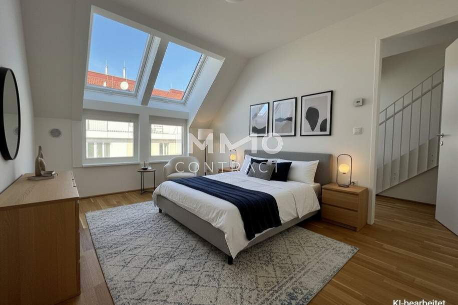 BEIM DONAUUFER: Lichtdurchflutete, klimatisierte Dachgeschoßwohnung mit Dachterrassen über den Dächern von Wien, Wohnung-kauf, 259.500,€, 1210 Wien 22., Donaustadt