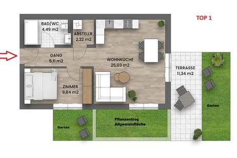 ++ RUHE &amp; CHARME ++ Gartenwohnung in grüner OASE, Wohnung-kauf, 375.000,€, 1140 Wien 14., Penzing