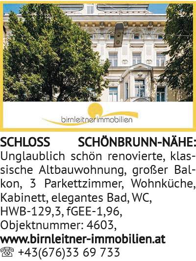 SCHLOSS SCHÖNBRUNN-NÄHE: Unglaublich schön renovierte, klassische Altbauwohnung, großer Balkon, 3 Pa