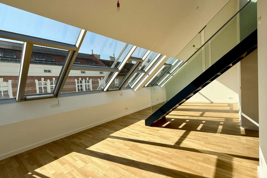 Exklusive 2-Zimmer-Dachgeschosswohnung mit Klimaanlage & beeindruckender Fensterfront in bester Lage der Josefstadt, Wohnung-miete, 1.895,01,€, 1080 Wien 8., Josefstadt