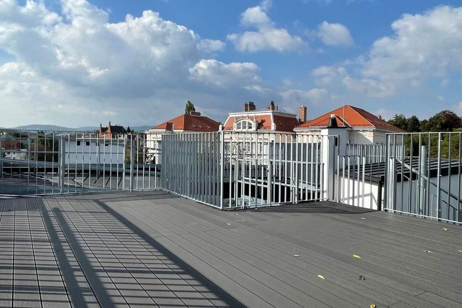 DACHGESCHOSS-Traum in Döbling: 3 Zimmer, sehr große Dachterrasse mit Ausblick, Balkon, 2 Loggien, Klimaanlage, Lift, Top-Ausstattung, Wohnung-miete, 1.800,01,€, 1190 Wien 19., Döbling