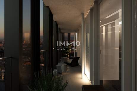38. Etage - DC2 Tower: City, Donau &amp; Lifestyle vereint, Wohnung-miete, 1.100,00,€, 1220 Wien 22., Donaustadt