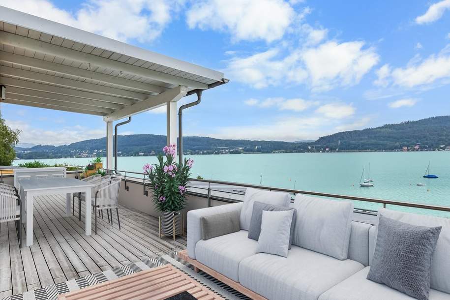 Klagenfurt-Maiernigg: 4-ZI-Seewohnung mit einzigartiger Aussicht, XL-Terrasse, Seezugang &amp; 2 Garagen, Wohnung-miete, 3.800,00,€, 9020 Klagenfurt(Stadt)