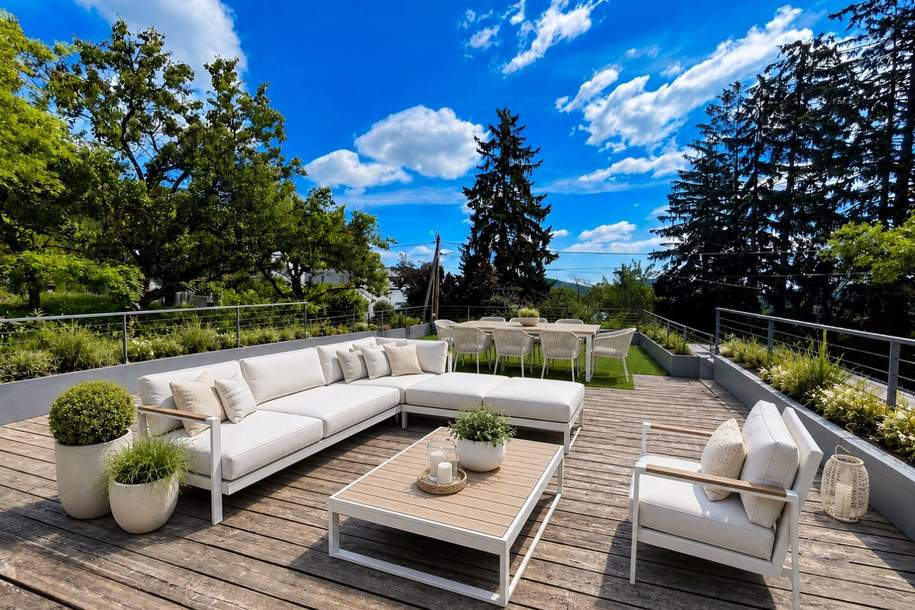 Eleganz trifft Lebensqualität am Wienerwald – FERNBLICK, großzügige Terrassen &amp; Doppelgarage, Haus-kauf, 1.790.000,€, 1170 Wien 17., Hernals