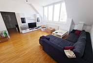 TERRASSENHIT, U1-NÄHE, 84 m2 Dachgeschoß mit 30 m2 Terrasse, 2 Zimmer, Wohnküche, 2 Bäder, Parketten, Viktorgasse