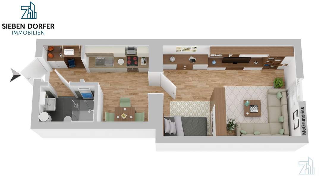 Charmante 30 m² 1-Zimmer-Wohnung im EG mit separater Küche