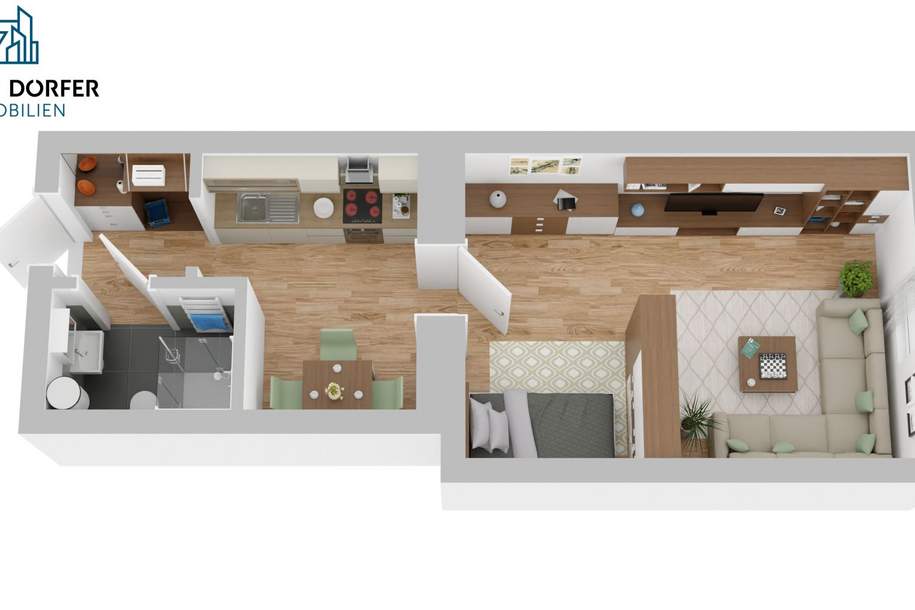 Charmante 30 m² 1-Zimmer-Wohnung im EG mit separater Küche, Wohnung-miete, 474,76,€, 8055 Graz(Stadt)