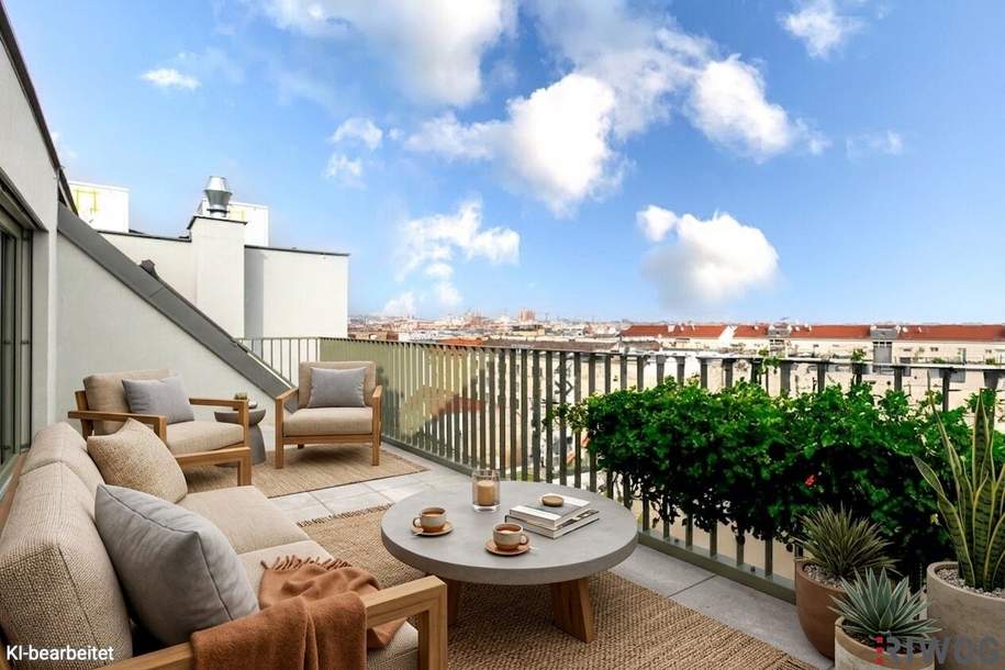 EIN FERNBLICK ZUM VERLIEBEN MIT STEFFEL-BLICK | ERSTBEZUG | DG-Maisonette mit ca. 18 m² INNENHOF-TERRASSE | Fernwärme | TG-Stellplatz optional | Nachhaltiges Wohnbauprojekt, Wohnung-kauf, 849.000,€, 1120 Wien 12., Meidling