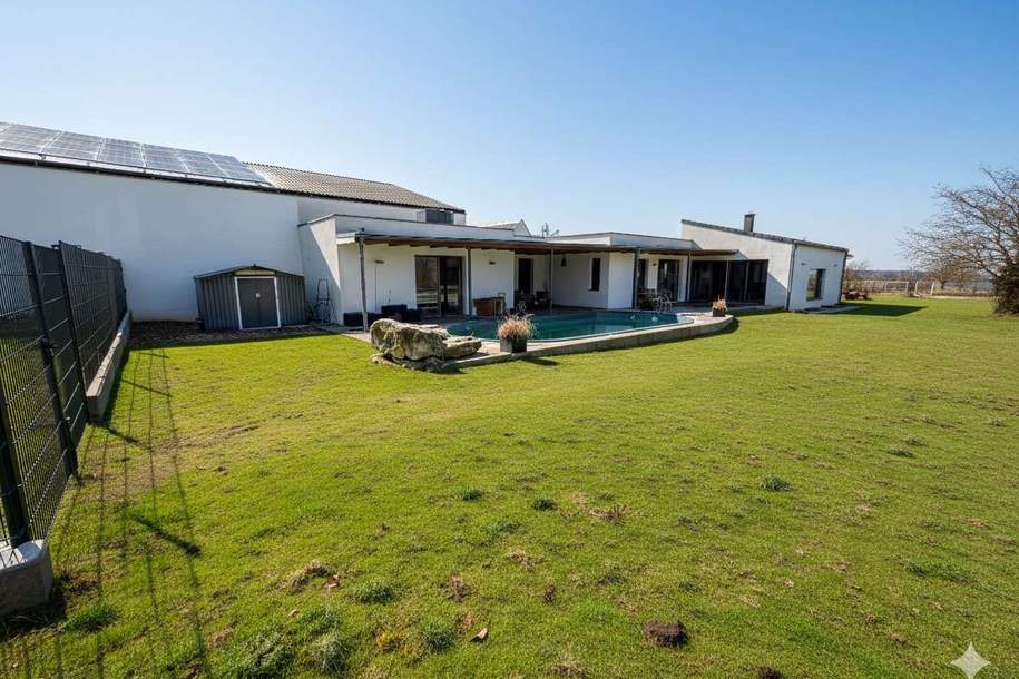 Panoramablick über den Neusiedler See: Architekten Bungalow mit 140m² auf 1.102 m² Traumgrund, Haus-kauf, 649.000,€, 7091 Eisenstadt-Umgebung