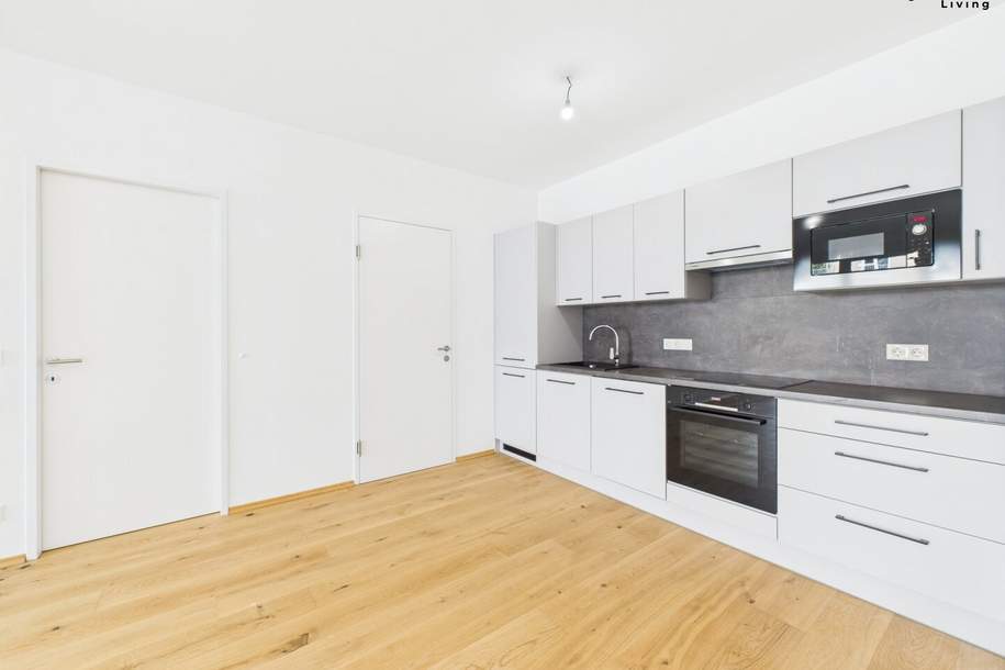 Erstbezug: Hochwertige 2-Zimmer-Mietwohnung mit Terrasse und Garten in Ruhelage inkl. Garage, Wohnung-miete, 1.154,54,€, 1220 Wien 22., Donaustadt