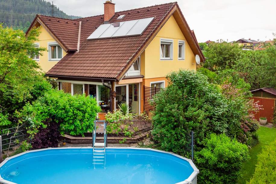 Gepflegtes Einfamilienhaus mit Pool und schöner Gartenanlage, Haus-kauf, 459.000,€, 8642 Bruck-Mürzzuschlag