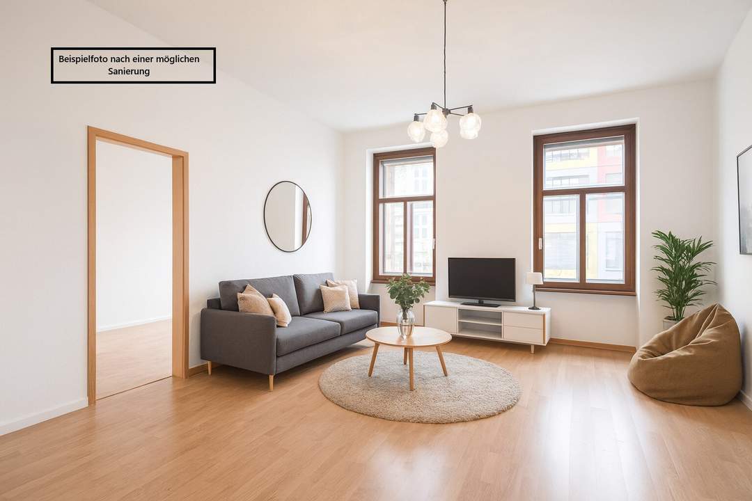 ++RG47++Sanierungsbedürftige 2-Zimmer Altbauwohnung - toller Grundriss