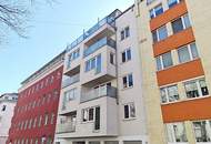 TERRASSENHIT, LORYSTRASSE, vermietete 50 m2 Neubau mit 38 m2 Terrasse, 2 Zimmer, Komplettküche, Duschbad, Parketten, 4. Liftstock