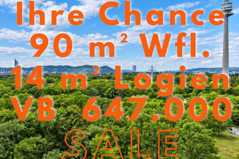 IHRE CHANCE SKYLINE-LIVING +MAISONETTE AM DONAUPARK +EIGENGRUND+ 2 LOGGIEN +TRAUM-FERNBLICK +GARAGEN, Wohnung-kauf, 647.000,€, 1220 Wien 22., Donaustadt