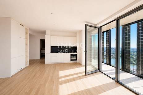Südseitige 3-Zimmer-Eckresidenz mit zwei Loggien – Skyline &amp; Donau in erster Reihe, Wohnung-miete, 1.100,00,€, 1220 Wien 22., Donaustadt