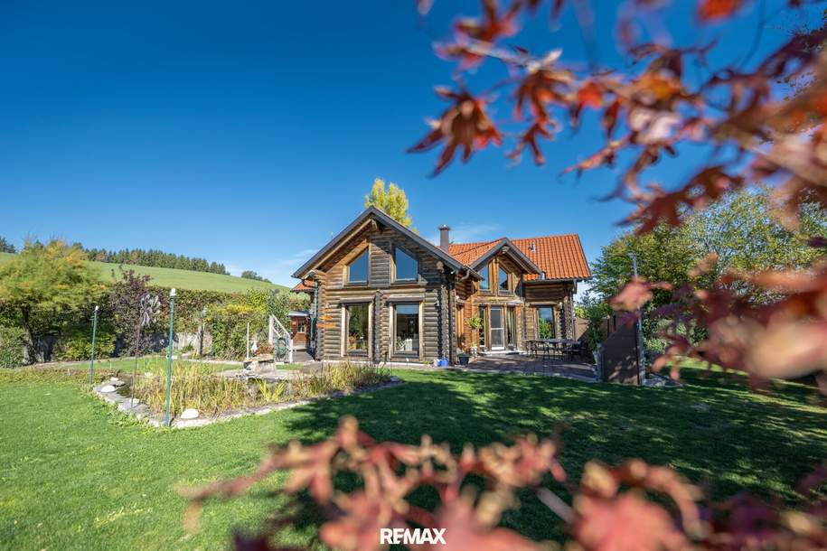 Naturjuwel am Wallersee — massives Fichtenblockhaus auf außergewöhnlichem Grund, Haus-kauf, 949.500,€, 5302 Salzburg-Umgebung