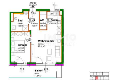 KREMSER WOHNKONZEPT TOP21/1.OG 2ZI-O-Balkonwohnung inkl.TG - Eigenmittel € 94.138,31 + WBF > Gesamtkaufpreis € 210.722,77, Wohnung-kauf, 197.042,€, 3500 Krems an der Donau(Stadt)