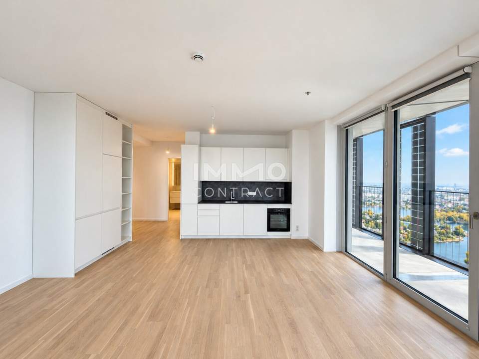DC2 Tower: Donauinsel - Panorama über Innenstadt & Donau 3-Zimmer-Eckwohnung mit zwei Loggien