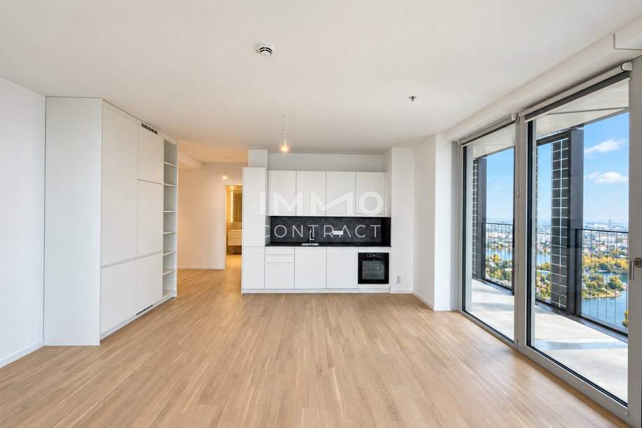 DC2 Tower: Donauinsel - Panorama über Innenstadt & Donau 3-Zimmer-Eckwohnung mit zwei Loggien, Wohnung-miete, 1.100,00,€, 1220 Wien 22., Donaustadt