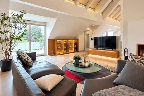 EXKLUSIVE LUXUS-MAISONETTE IN HIETZING | CA. 370 M² | DESIGNERMÖBLIERUNG | 2 KAMINE | PRIVATLIFT | 60 M² TERRASSEN | 2 GARAGENPLÄTZE, Wohnung-miete, 9.100,00,€, 1130 Wien 13., Hietzing