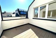BÖRSE-NÄHE, klimatisiertes 98 m2 Dachgeschoss mit 9 m2 Terrasse, 3 Zimmer, Extraküche, 2 Bäder, Gonzagagasse