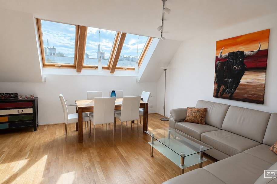ZWEI TERRASSEN. EIN LEBENSGEFÜHL. – Dachgeschoss mit Galerie &amp; Loftflair | ZELLMANN IMMOBILIEN, Wohnung-kauf, 399.000,€, 1120 Wien 12., Meidling