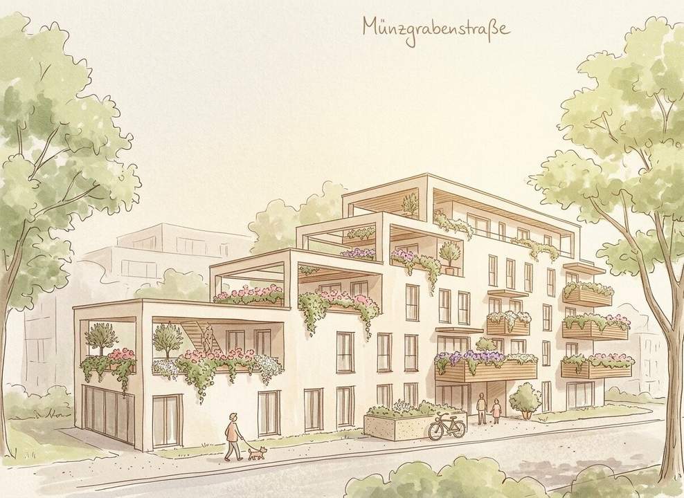 GRAZ - Jakomini: 80m² Terrassenwohnung mit 2 Schlafzimmern und Südsonne im 2.OG zum Leben - TU Nähe: Honorarfrei - Ruhige Innenhoflage – TG extra - Ihr Eigentum statt hohe Mieten zahlen !