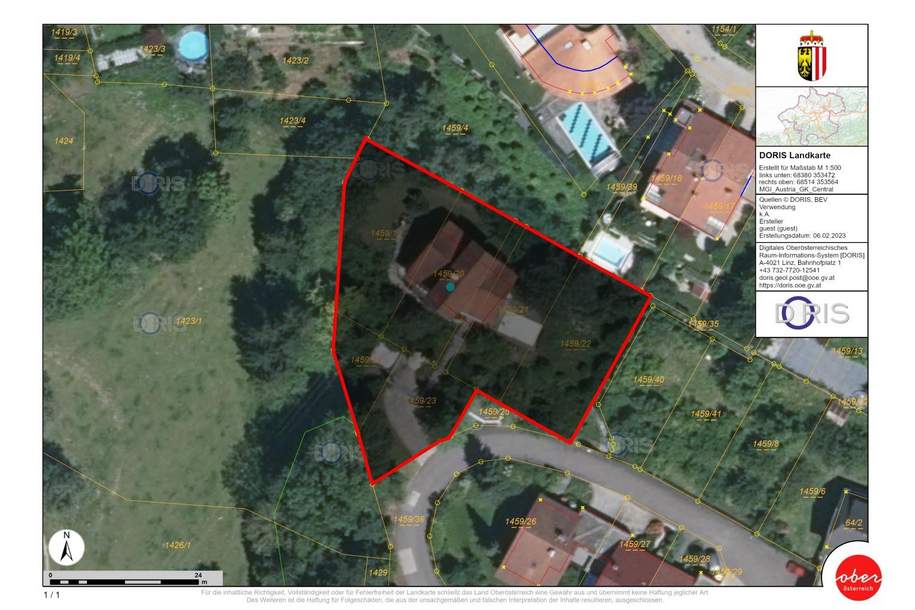 ***Bauträger*** 1.665 m² grosses Baugrundstück mit Bestand in Bestlage, Grund und Boden-kauf, 1.349.000,€, 4040 Urfahr-Umgebung