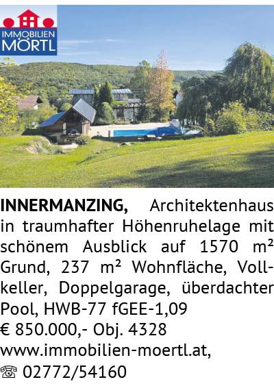 Architektenhaus in traumhafter Höhenruhelage mit schönem Ausblick auf 1570 m² Grund, 237 m²