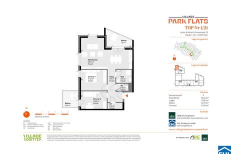 Parknähe und Urbanität – Ihr Anlageobjekt bei den PARK FLATS, Wohnung-kauf, 180.000,€, 1030 Wien 3., Landstraße