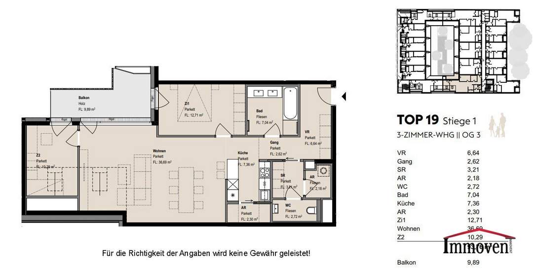 TOPLAGE und ERSTBEZUG: Hofseitige, moderne 3-Zimmerwohnung mit Balkon! Besichtigung ab Februar 2025 möglich!