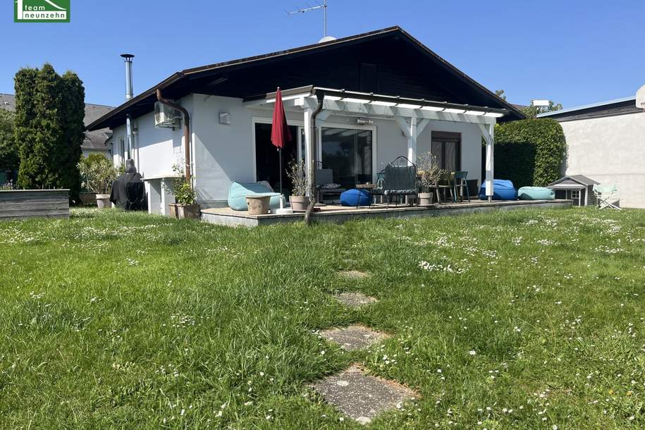 RUHIGES WOHNEN AM WASSER! Bungalow mit Blick ins Grüne &amp; direktem Badezugang! Erholung pur! Möbliert!, Haus-kauf, 285.000,€, 2301 Gänserndorf
