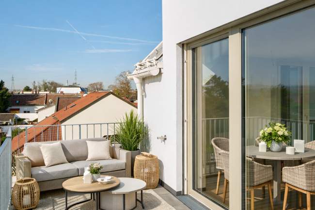 sofort einziehen und ankommen! letzte 3 -Zimmer-DG Wohnung mit 2 Terrassen und eigenem Gartenabteil_T29_PROVISIONSFREI!_Kleegarten, Wohnung-kauf, 435.000,€, 2320 Bruck an der Leitha