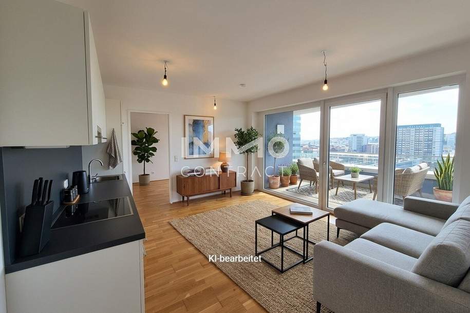 Wohnen über den Dächern von Linz - KOMPAKTE 2 Zi-Wohnung mit Blick zur GRÜNEN MITTE!, Wohnung-miete, 829,00,€, 4020 Linz(Stadt)