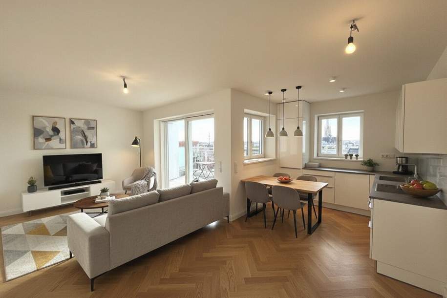 3-Zimmer DG mit TERRASSE + TRAUMBLICK Nähe Donaukanal, 1030!, Wohnung-miete, 2.484,72,€, 1030 Wien 3., Landstraße