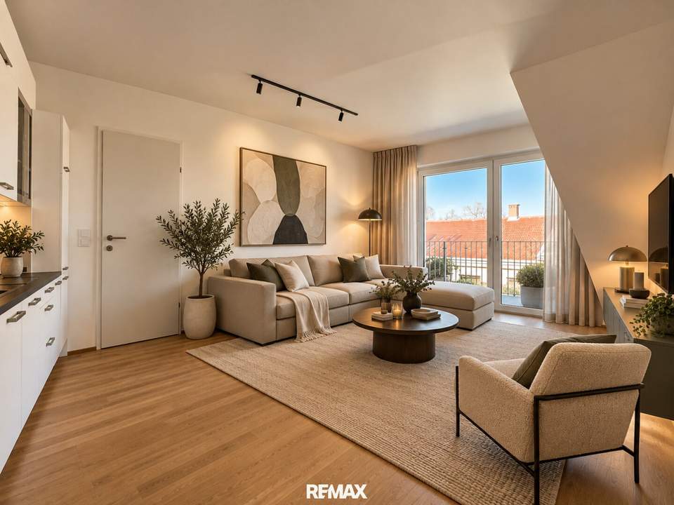 Wohnen mit Stil – 3-Zimmer-Dachgeschoss mit 2 En-suite-Bädern & Terrasse